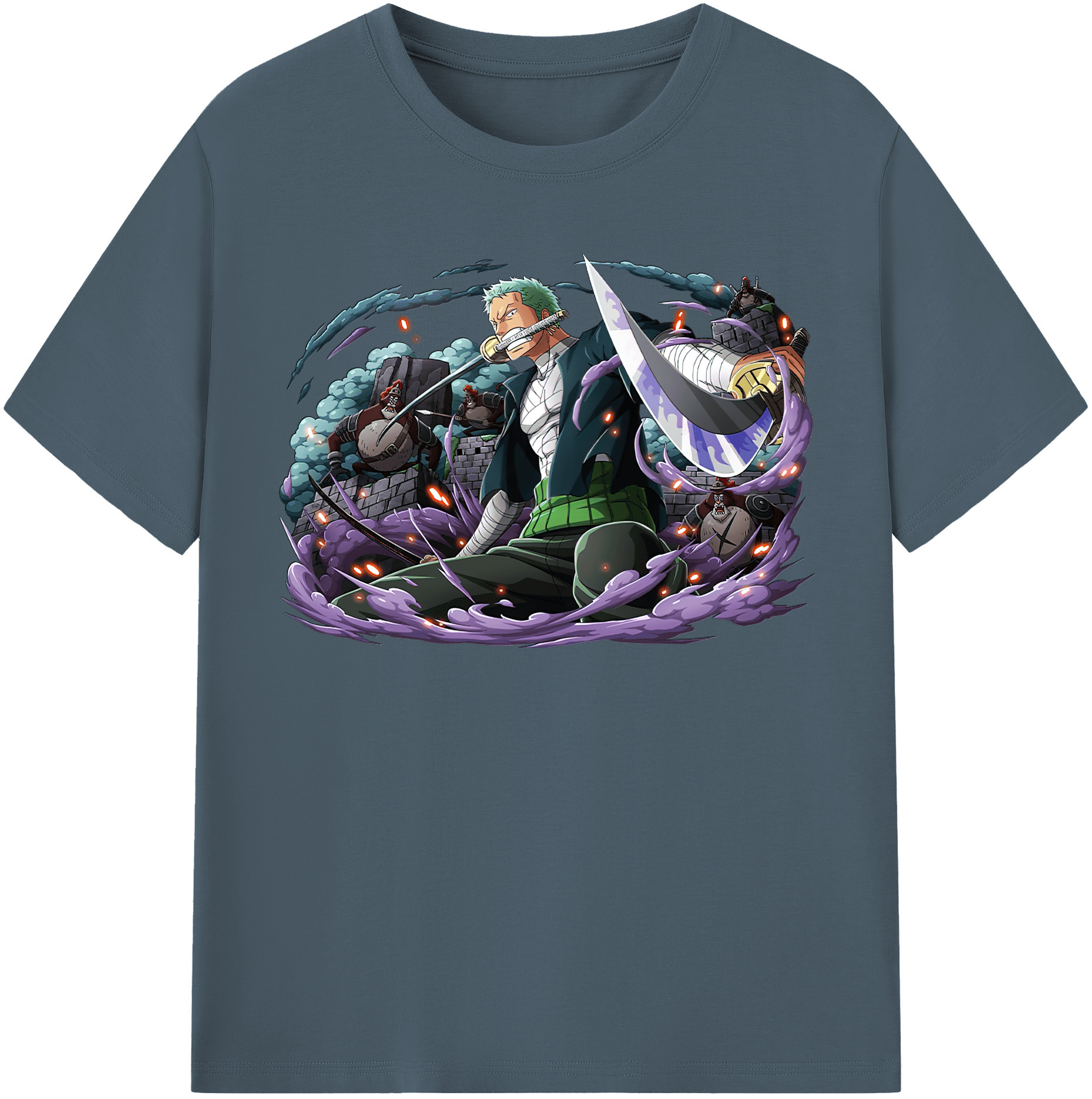 ワンピース ロロノア・ゾロ ONE PIECE Roronoa Zoro 綿100％半袖Tシャツ（フロントプリント）